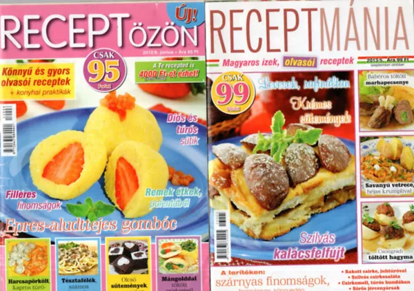 Csak ma 4 db Szakácsfüzet ( együtt ) 1. Receptmánia 2013/5., 2. Receptözön 2012/6., Konyhasziget 2021/2, Konyhasziget 2014/1