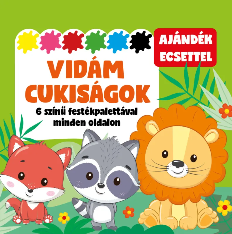 Vedd meg most Vidám cukiságok - 6 színű festékpalettával minden oldalon - ajándék ecsettel