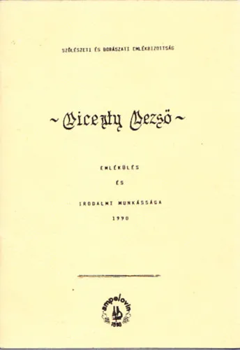 Árcsökkenés Dicenty Dezső - Emlékülés és irodalmi munkássága (Szőlészeti és Borászati Emlékbizottság)