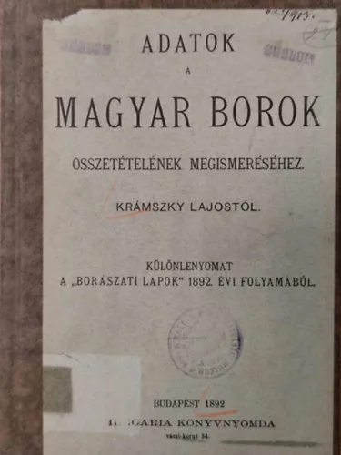 Adatok a magyar borok összetételének megismeréséhez Akció