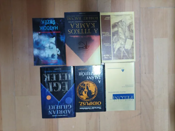 6 könyv régi, nagy titkokról: Peloni - Pilátus testamentuma, Oidipusz - A talány megfejtője, Hatodik érzék, Az ősi forrás - A heti szidrák, Az atyák böölcs tanításai, Égi jelek, Titkos kamra Gyors szállítás