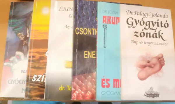 6 db ezotéria: Gyógyító zónák; Akupunktúra és moxibusztió; Csontkovácsolástól az energiaspirálig; Érintés nélküli gyógyítás; Gyógyítás fény- és színterápiával; Gyógyító táltosok nyomában Árcsökkenés