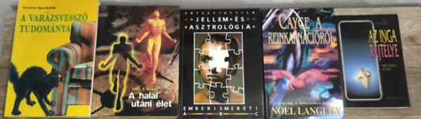 Expressz szállítás 5db ezoterikus tartalmű mű - Paul Elling-Az inga rejtéje, Noel Langley-Cayce a reinkarnációról, Ertsey Attila-Jellem és asztrológia, Mary T. Brown-A halál utáni élet, Spychalski-A varázsvessző tudománya