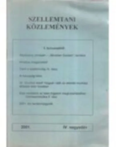 Végkiárusítás Szellemtani közlemények 2001. IV. negyedév