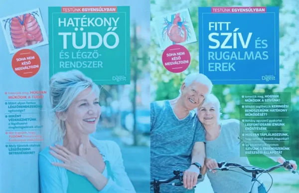 Expressz kézbesítés 2 db könyv a Reader's Digest Testünk egyensúlyban sorozatból: Fitt szív és rugalmas erek + Hatékony tüdő és légzőrendszer