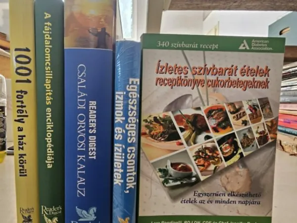 5db album: 1001 fortély a ház körül+ A fájdalomcsillapítás enciklopédiája+ Családi orvosi kalauz+ Egészséges csontok, izmok és izületek+ Ízletes szívbarát ételek Csak ma