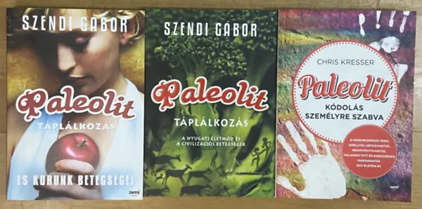 Ajánlat 3 db könyv a paleolitról - Paleolit táplálkozás és korunk betegségei, Paleolit táplálkozás, Paleolit kódolás személyre szabva