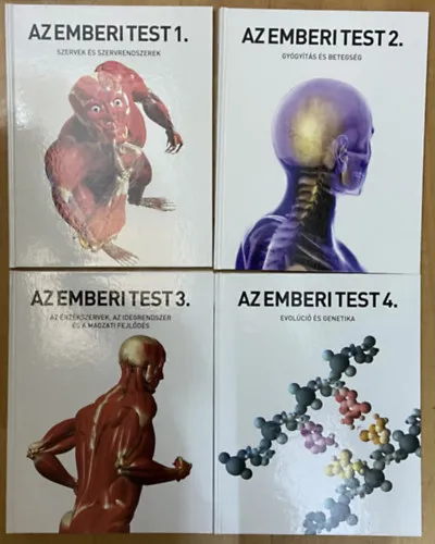 4 db könyv az Emberi test sorozatból - Emberi test 1. Szervek és szervrendszerek, Emberi test 2. Gyógyítás és betegség, Emberi test 3. Az érzékszervek, az idegrendszer és a magzati fejlődés, Emberi test 4. Evolúció és genetika Szuper ajánlat