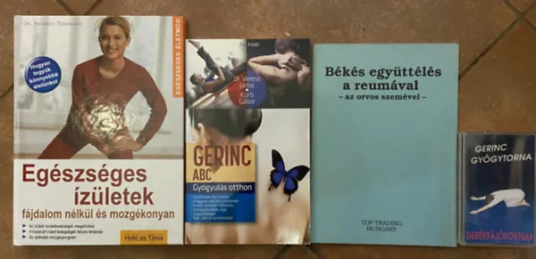 Kedvezményes ár 3 db könyv az egészséges ízületek, gerinc és reuma témában + 1 db ajándék gerinc gyógytorna kazetta - Egészséges ízületek, Gerinc ABC, Békés együttélés a reumával, Gerinc gyógytorna