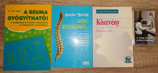 3 könyv hátfájósoknak ajándék magnó kazettával: A reuma gyógyítható, Gerincbtegségekről, Köszvény + A nyak és a váll gyógytornája Gyors kiszállítás