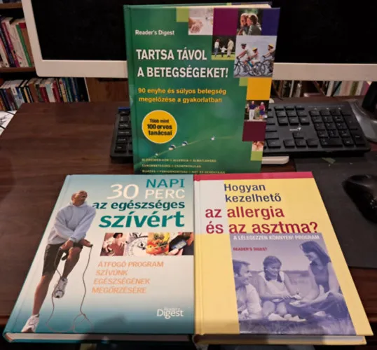 3 db-os Egészséggel kapcsolatos : Tartsa távol a betegségeket! + Hogyan kezelhető az allergia és az asztma? + Napi 30 perc az egészséges szívért Csak ma