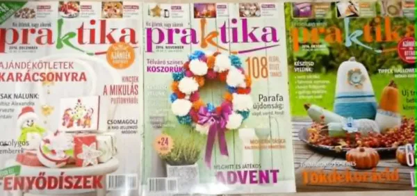Expressz kézbesítés 3 db. Praktika Magazin - 2016.okt. - 10. szám, 2016.nov. 11. szám, 2016.dec. 12. szám(szabás-varrás-kötés-hobby-lakásdivat-kézimunka)