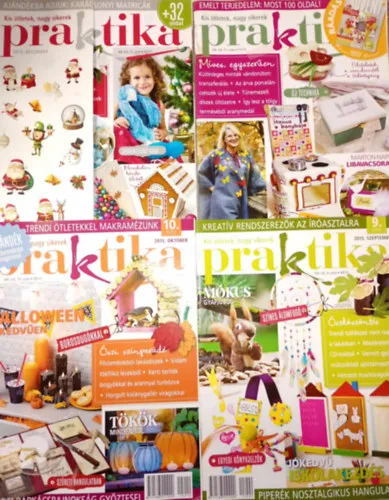 Vásárlói kedvenc 4 db. Praktika Magazin - 2015.szept. - 9. szám, 2015.okt. 10. szám, 2015.nov. 11. szám, 2002.dec. 12. szám (szabás-varrás-kötés-hobby-lakásdivat-kézimunka)