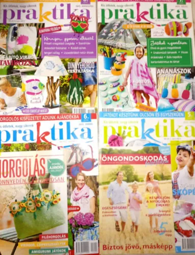 Legnépszerűbb 4 db. Praktika Magazin - 2015.máj. - 5. szám, 2015.jún. 6. szám, 2015.júl. 7. szám, 2015.aug. 8. szám (szabás-varrás-kötés-hobby-lakásdivat-kézimunka)