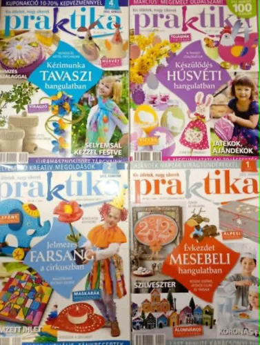 Exkluzív ajánlat 4 db. Praktika Magazin - 2012.jan. - 1. szám, 2012.febr. 2. szám, 2012.márc. 3. szám, 2012.ápr. 4. szám (szabás-varrás-kötés-hobby-lakásdivat-kézimunka)