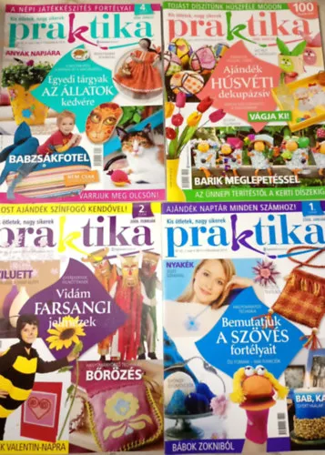 Rendeld meg most 4 db. Praktika Diy Magazin - 2008.jan. - XII évf., 1. szám, 2008.febr. - XII évf., 2. szám, 2008.márc. - XII évf., 3. szám, 2008.ápr. - XII évf., 4. szám (szabás-varrás-kötés-hobby-lakásdivat-kézimunka)