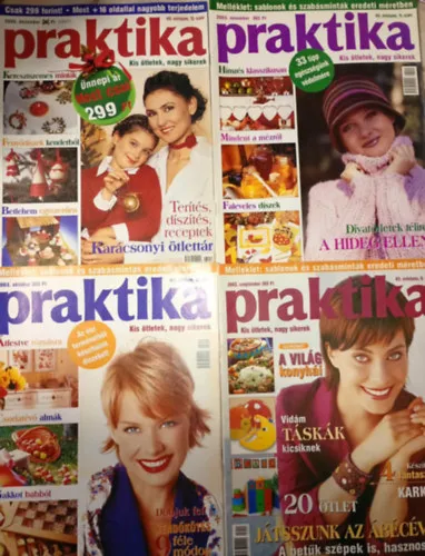 Azonnali szállítás 4 db. Praktika Magazin - 2003.szept. - 9. szám, 2003.okt. 10. szám, 2003.nov. 11. szám, 2003.dec. 12. szám (szabás-varrás-kötés-hobby-lakásdivat-kézimunka)