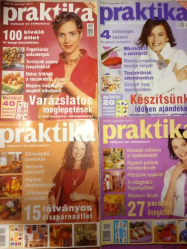 4 db. Praktika Magazin - 2002.szept. - 9. szám, 2002.okt. 10. szám, 2002.nov. 11. szám, 2002.dec. 12. szám (szabás-varrás-kötés-hobby-lakásdivat-kézimunka) Kedvezmény