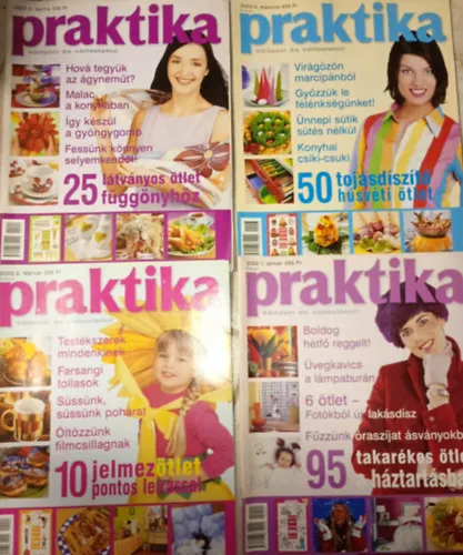 4 db. Praktika Magazin - 2002.jan. - 1. szám, 2002.febr. 2. szám, 2002.márc. 3. szám, 2002.ápr. 4. szám (szabás-varrás-kötés-hobby-lakásdivat-kézimunka) Újdonság