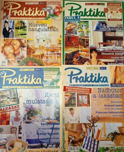 4 db. Praktika Magazin - 1998.júl. - 7. szám, 1998.jún. 6. szám, 1998.máj. 5. szám, 1998.ápr. 4. szám (szabás-varrás-kötés-hobby-lakásdivat-kézimunka) Szezonális akció