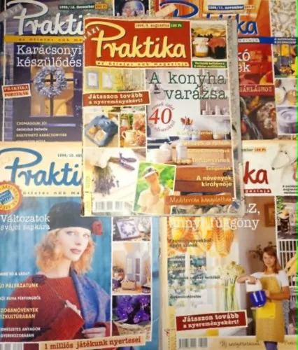 Bestseller 5 db. Praktika Diy Magazin - 1998.aug. 8. szám, 1998.szept. - 9. szám, 1998.okt.10. szám, 1998.nov.11. szám, 1998.dec.12. szám (szabás-varrás-kötés-hobby-lakásdivat-kézimunka)