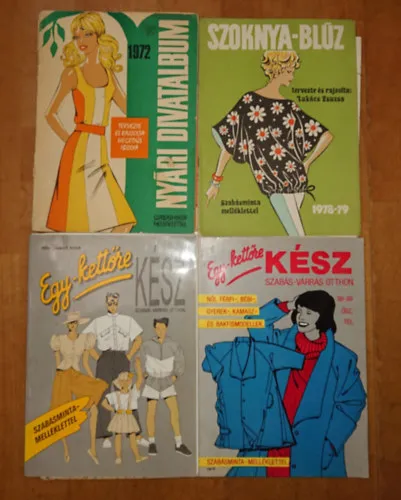 5 divattal kapcsolatos magyar kiadvány a 20. század végéről: Szoknya-Blúz, Nyári divatalbum 1972, Nyári divatalbum 1979, Egy-kettőre kész ('88-89 ősz, tél), Egy-kettőre kész (1989. tavasz, nyár) Népszerű