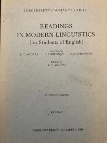 Vedd meg most Readings in Modern Linguistics (for Students of English)