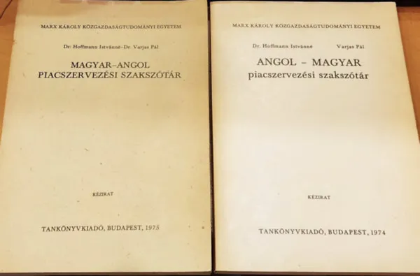 2 db Magyar-Angol piacszervezési szakszótár + Angol-Magyar piacszervezési szakszótár Prémium