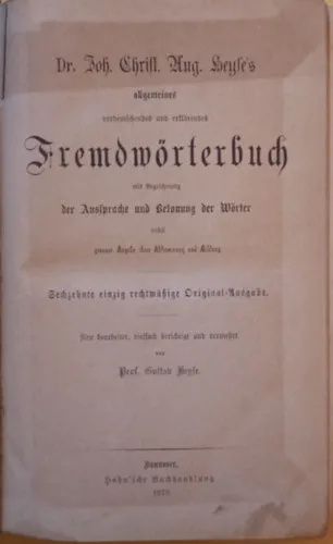 Dr. Joh. Christ. Aug. Heyle´s allgemeines verdeutschendes und erklärendes Fremdwörterbuch Szezonális akció