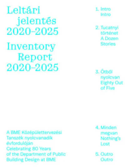 Szuper akció Leltári jelentés 2020-2025 - Inventory Report 2020-2025 - A BME Középülettervezési Tanszék nyolcvanadik évfordulóján - Celebrating 80 Years of the Department of Public Building Design at BME