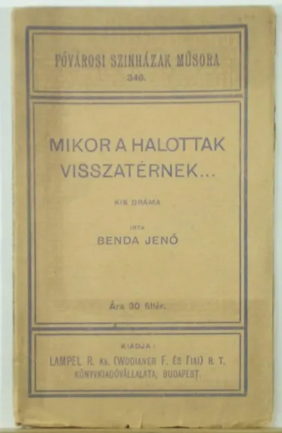 Mikor a halottak visszatérnek - Kis dráma - Fővárosi színházak műsora 346. Gyors szállítás