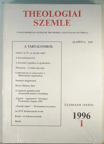 Végkiárusítás Theologiai Szemle XXXIX. 1-6. - (1996. teljes évad)
