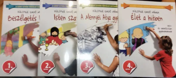 4 db Szent István Társulat hittankönyvei 1.-4.: Beszélgetés Istennel + Isten szava + A Mennyei Atya gyermekei + Élet a hitben Prémium