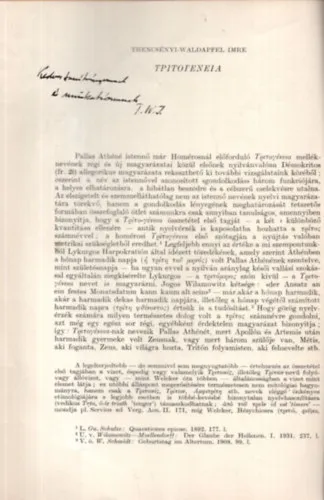 Legnépszerűbb Tritogeneia (Pallas Athéne egyik mellékneve) dedikált - különlenyomat