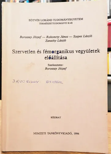 Árcsökkenés Szervetlen és fémorganikus vegyületek előállítása (Kézirat)