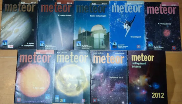Kedvezmény 9db Meteor folyóirat - 2012/1.; 2.; 3.; 4.; 5.; 6.; 7-8.; 12.; Csillagászati évkönyv 2012