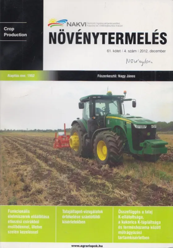 Vedd meg most Növénytermelés 2012. december