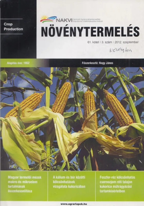 Növénytermelés 2012. szeptember Kihagyhatatlan ajánlat